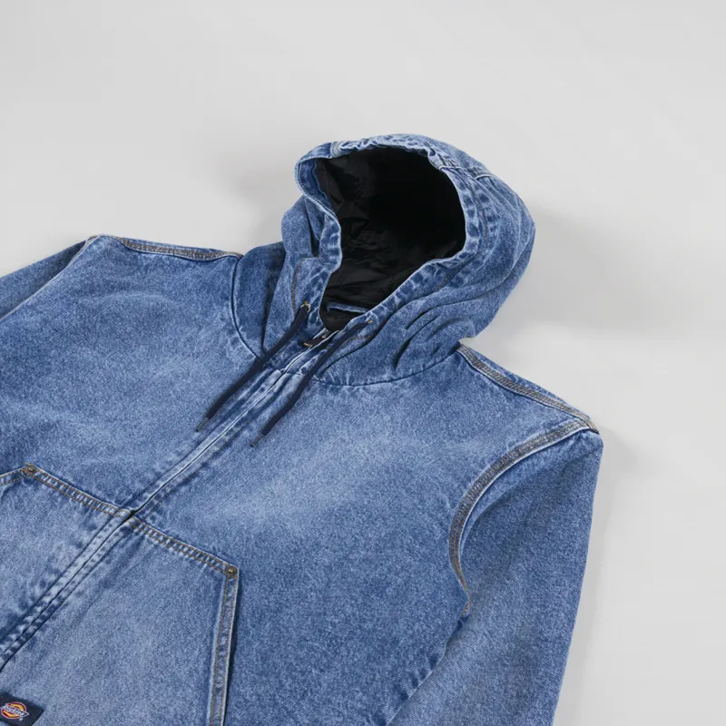 Dickies Hooded Denim Jacket Light Blue-3