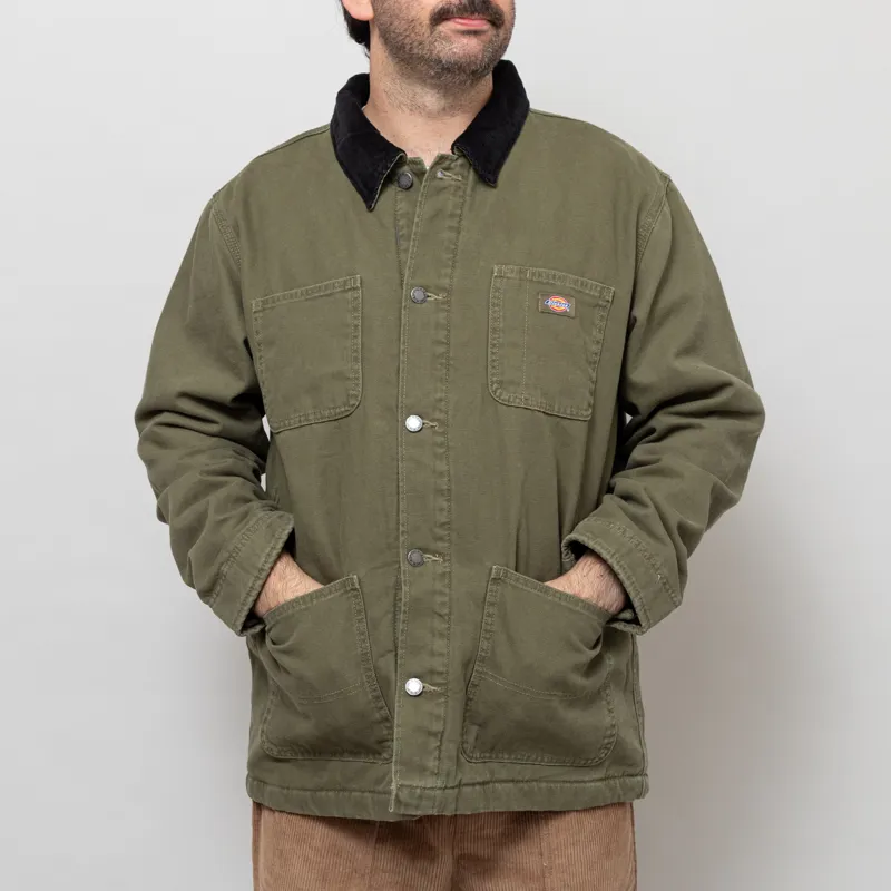 Dickies Lined Canvas Chore Jacket Military Green-1