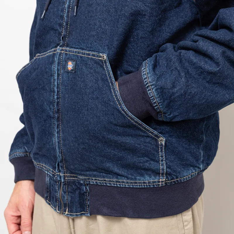 Dickies Hilham Hooded Denim Jacket Dark Indigo-11