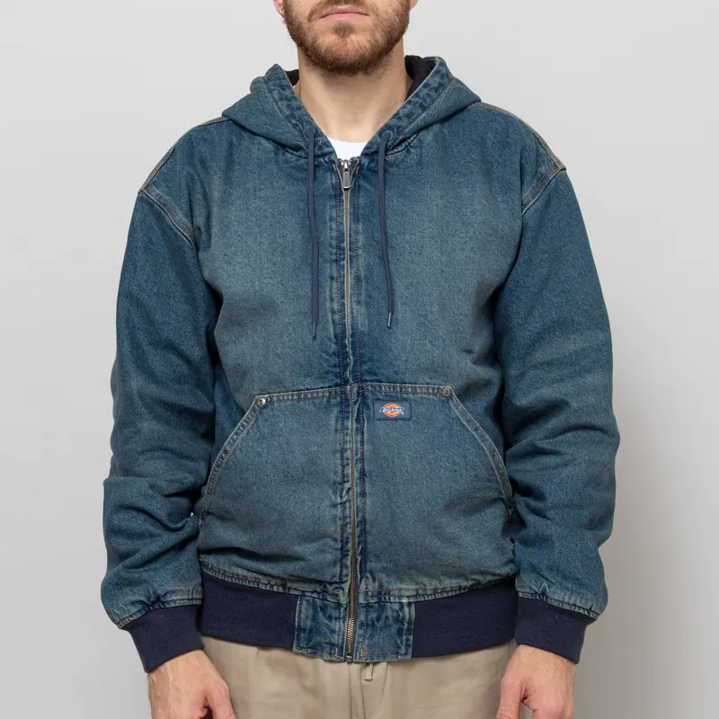 Dickies Hilham Hooded Denim Jacket Khaki Tinted Blue