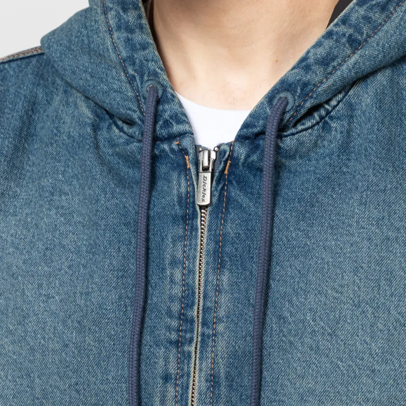 Dickies Hilham Hooded Denim Jacket Khaki Tinted Blue-8