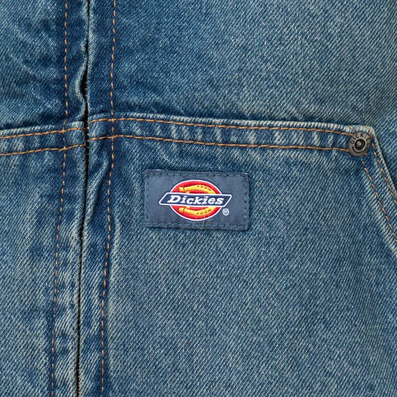 Dickies Hilham Hooded Denim Jacket Khaki Tinted Blue-12