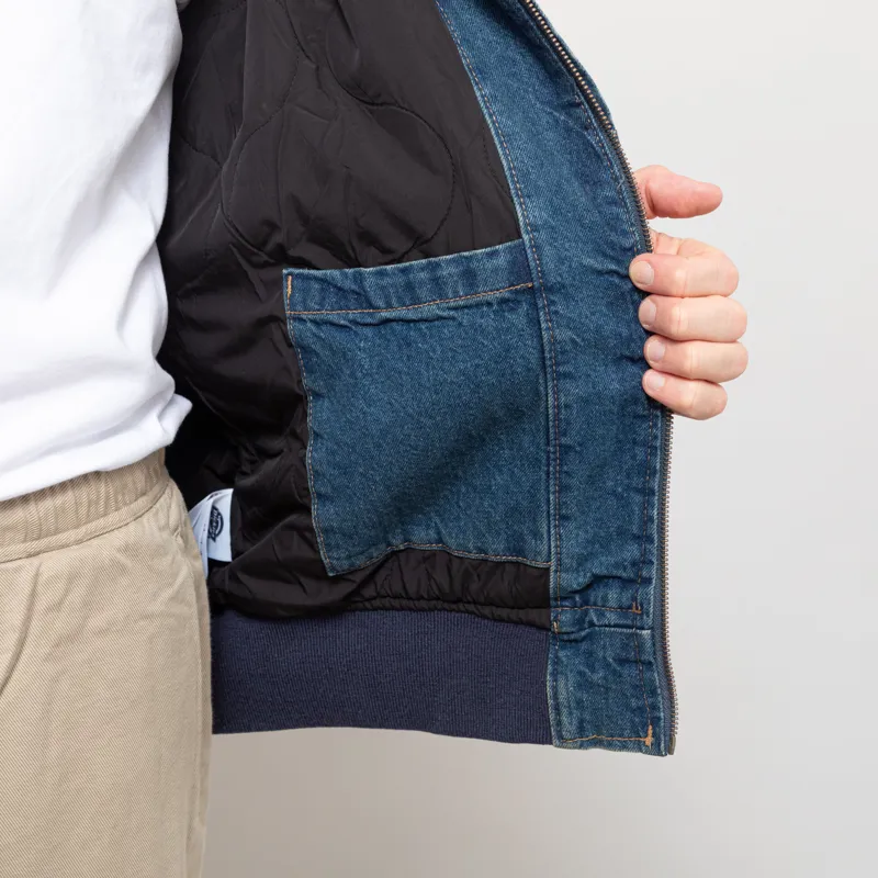 Dickies Hilham Hooded Denim Jacket Khaki Tinted Blue-7