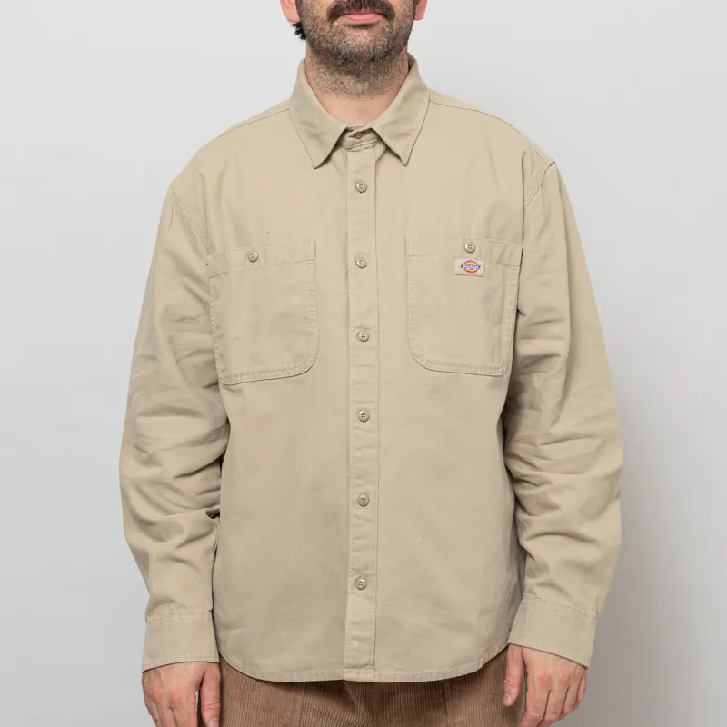 Dickies Long Sleeve Canvas Shirt Desert Sand