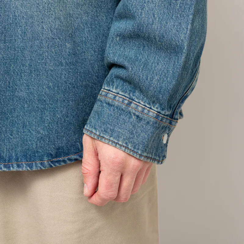 Dickies Mechanic Long Sleeve Denim Shirt Khaki Tinted Blue-9