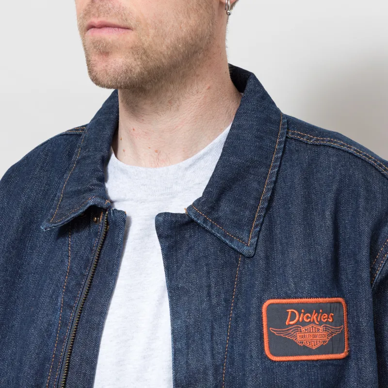 Dickies x Harley-Davidson Boxy Denim Jacket Rinsed Indigo Blue-3