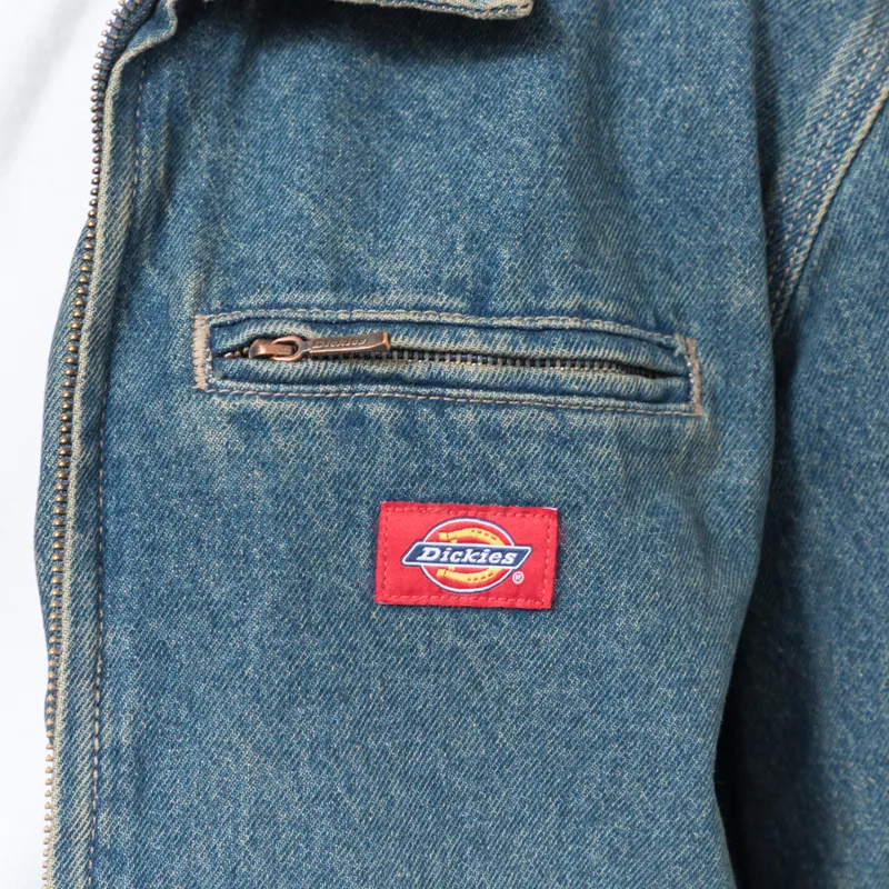 Dickies Womens Denim Painter Jacket Khaki Tinted Blue-4