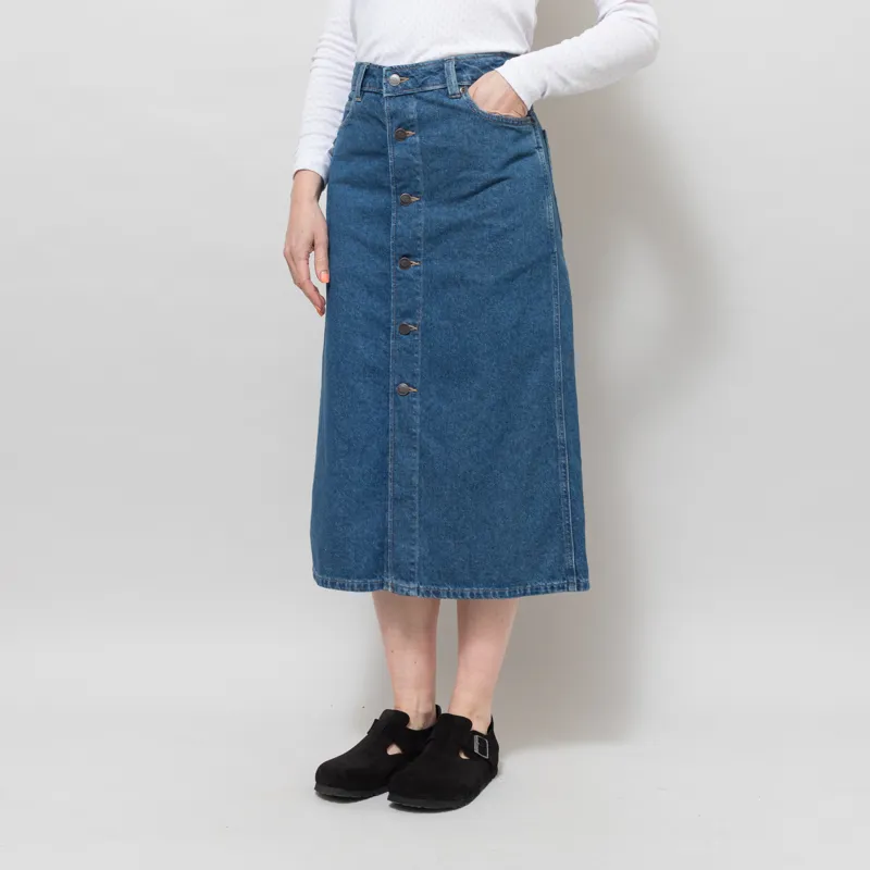 Dickies Womens Midi Denim Skirt Classic Blue-1