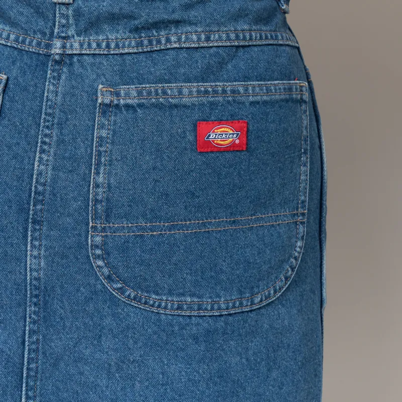 Dickies Womens Midi Denim Skirt Classic Blue-4