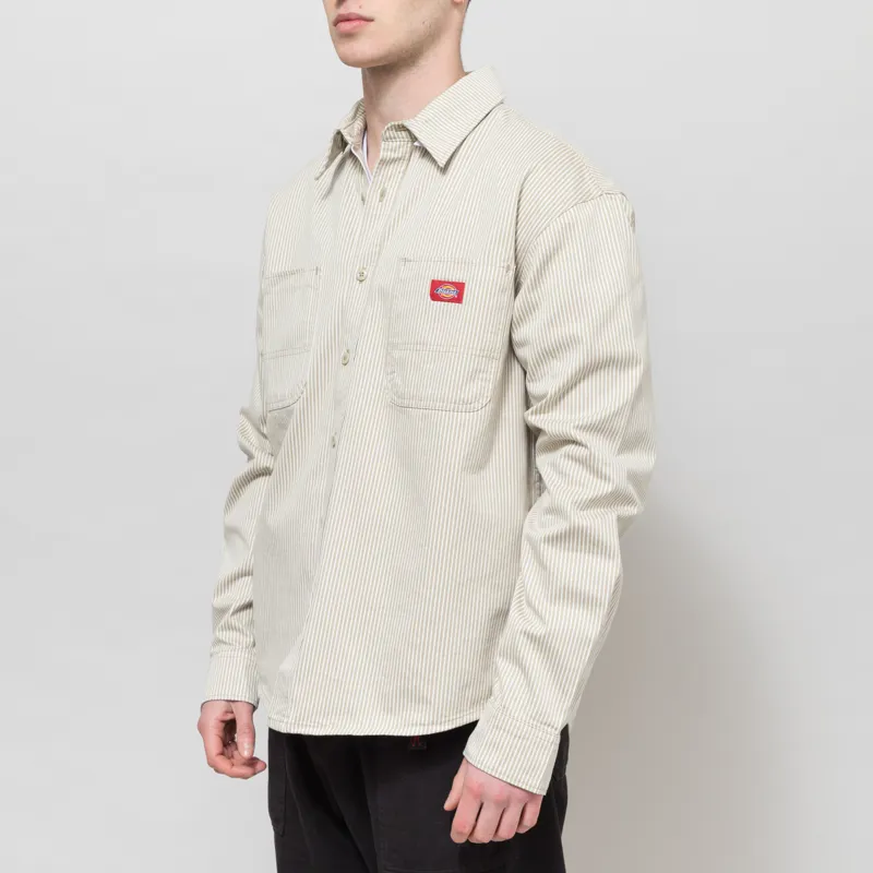 Dickies Hickory Long Sleeve Work Shirt Eucalyptus-1