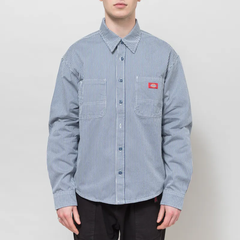 Dickies Hickory Long Sleeve Work Shirt Retro Indigo