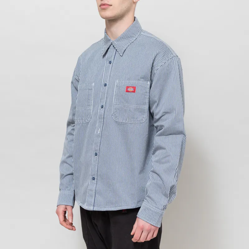 Dickies Hickory Long Sleeve Work Shirt Retro Indigo-1