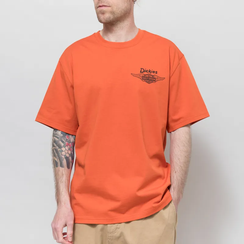 Dickies x Harley-Davidson Vintage Wash T Shirt Orange-1