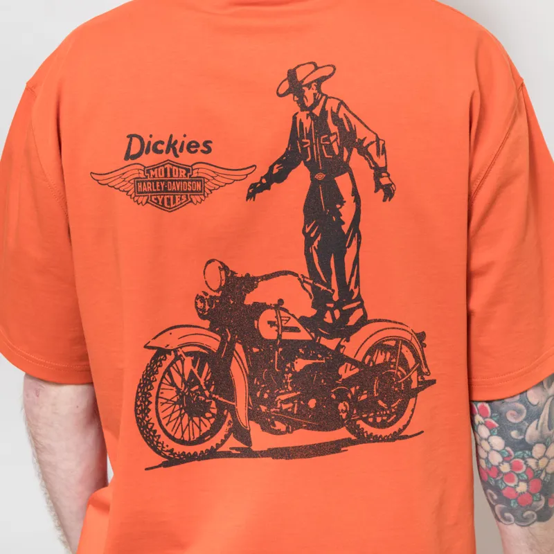 Dickies x Harley-Davidson Vintage Wash T Shirt Orange-2