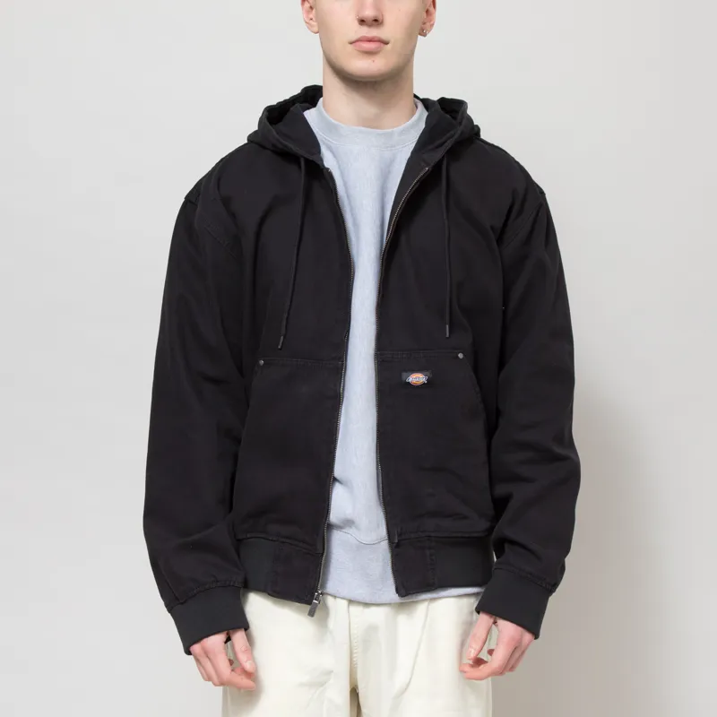 Dickies Unlined Canvas Hooded Bomber Jacket Black-1