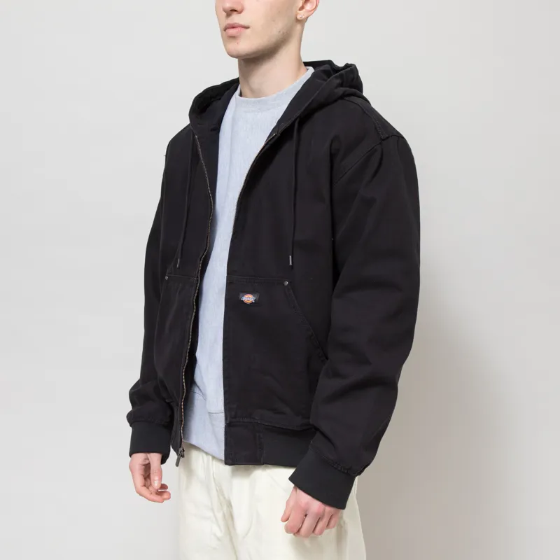 Dickies Unlined Canvas Hooded Bomber Jacket Black-2