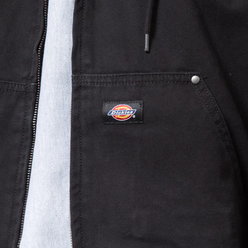 Dickies Unlined Canvas Hooded Bomber Jacket Black-7