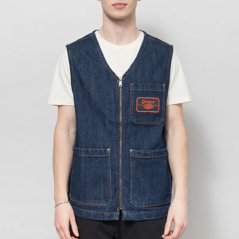 Dickies x Harley-Davidson Denim Vest Rinsed Indigo Blue