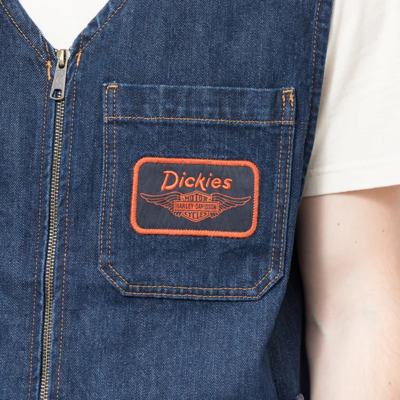 Dickies x Harley-Davidson Denim Vest Rinsed Indigo Blue-4