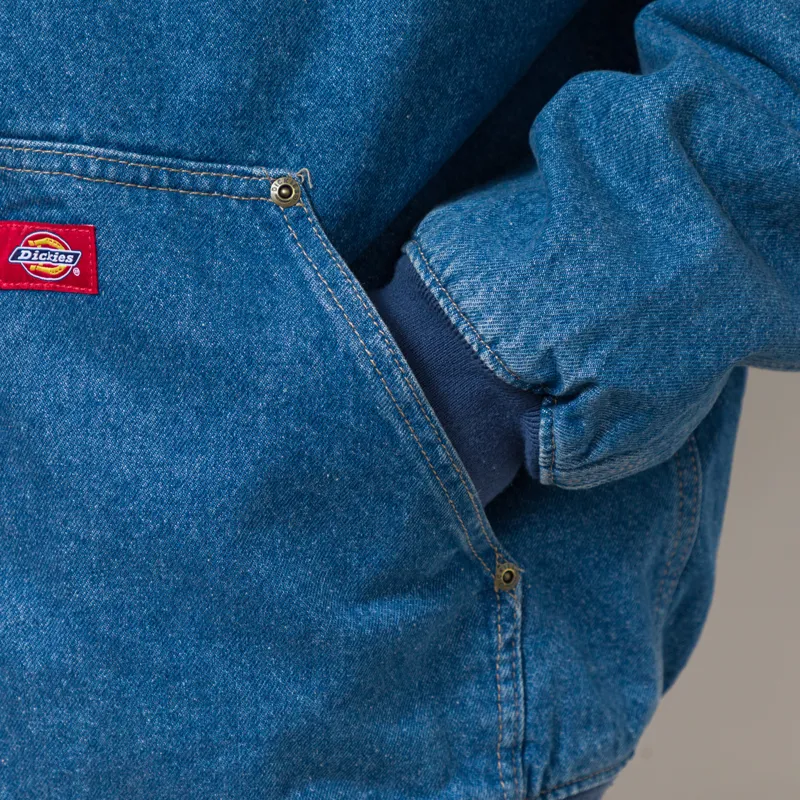 Dickies Lined Denim Hooded Bomber Jacket Classic Blue-7