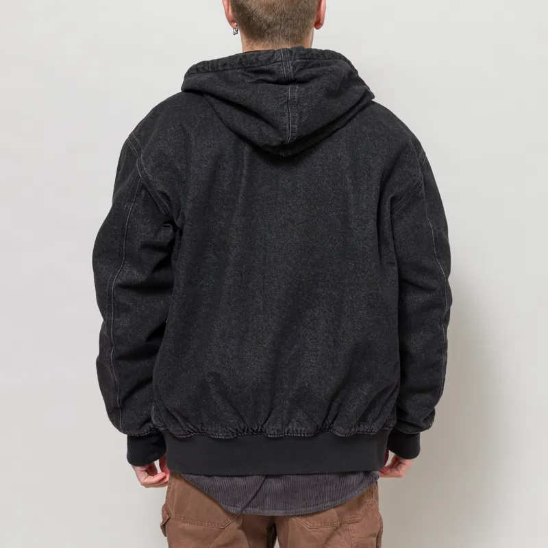 Dickies Lined Denim Hooded Bomber Jacket Black Wash Faded-3