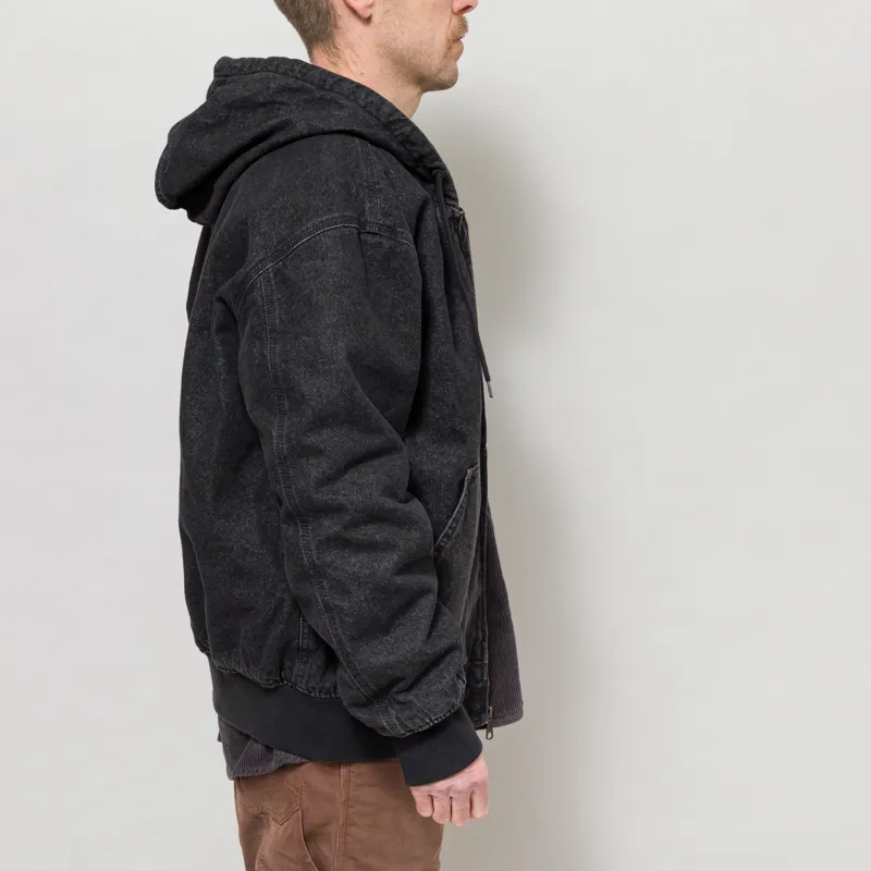 Dickies Lined Denim Hooded Bomber Jacket Black Wash Faded-4