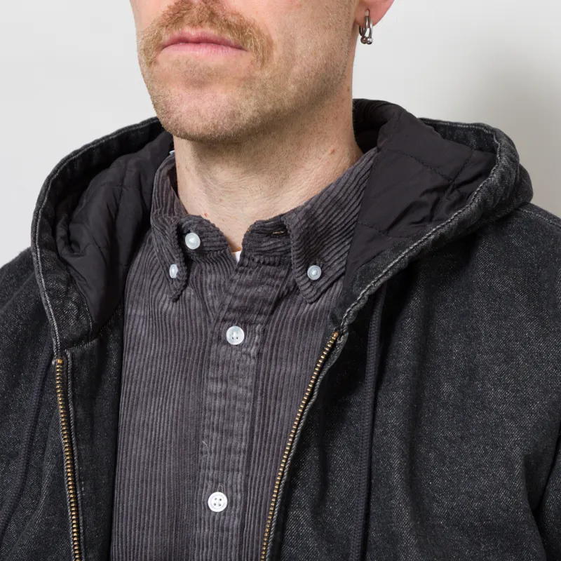 Dickies Lined Denim Hooded Bomber Jacket Black Wash Faded-5