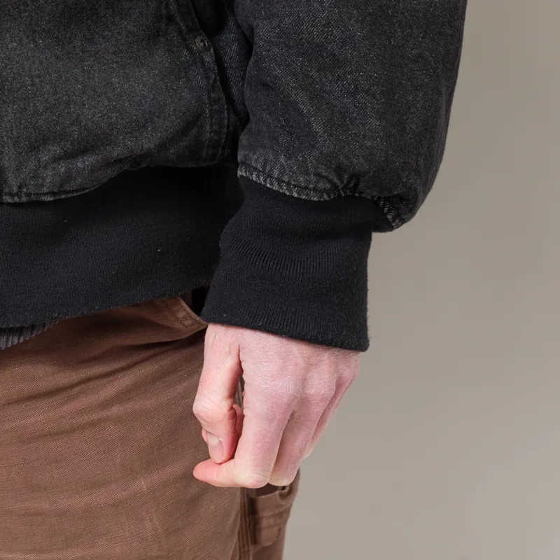 Dickies Lined Denim Hooded Bomber Jacket Black Wash Faded-8