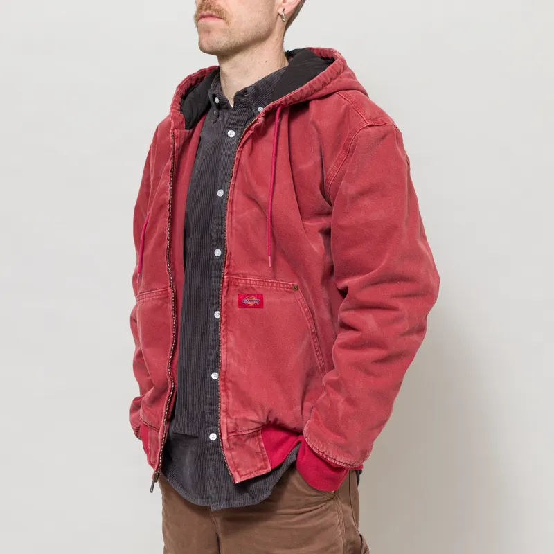 Dickies Lined Denim Hooded Bomber Jacket Garnet-1
