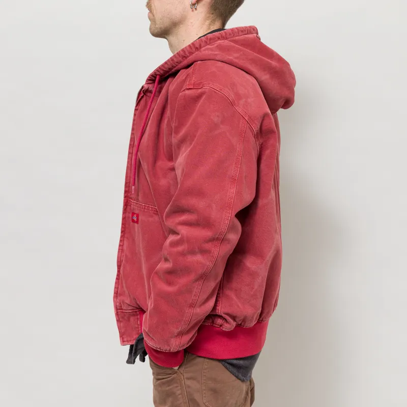 Dickies Lined Denim Hooded Bomber Jacket Garnet-2
