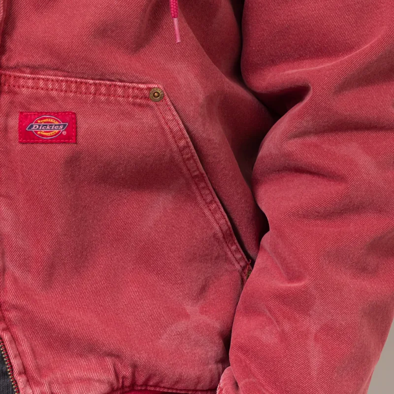 Dickies Lined Denim Hooded Bomber Jacket Garnet-10