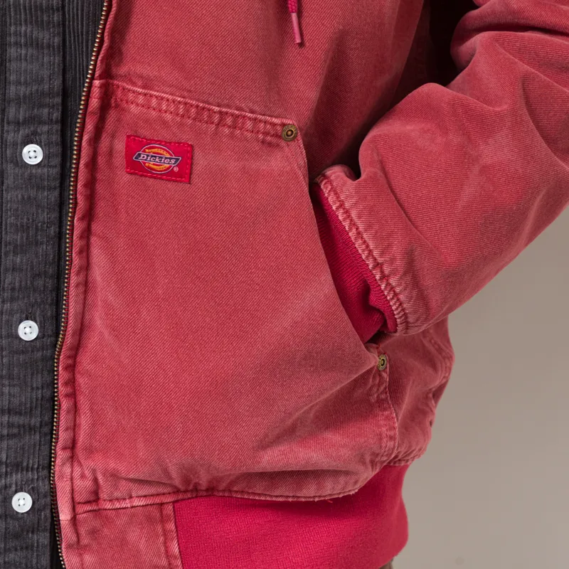 Dickies Lined Denim Hooded Bomber Jacket Garnet-8