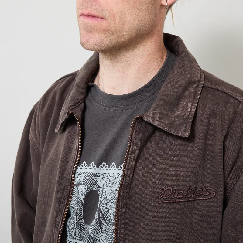 Dickies Edgewood Unlined Denim Jacket Dark Brown-3