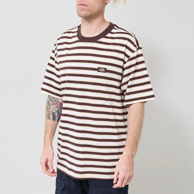Dickies Stripe T Shirt Chocolate Brown-1