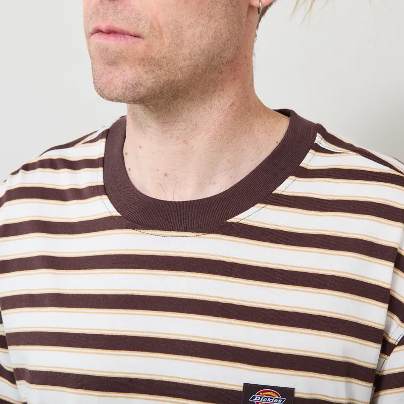 Dickies Stripe T Shirt Chocolate Brown-3