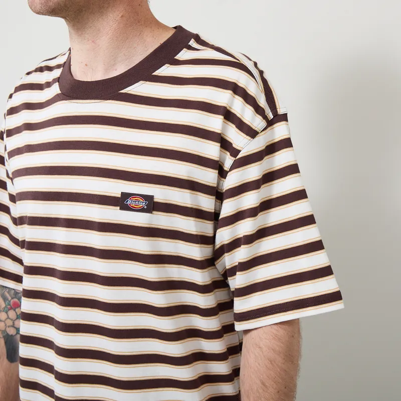 Dickies Stripe T Shirt Chocolate Brown-5