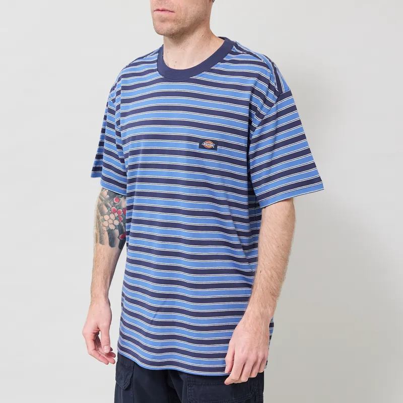 Dickies Stripe T Shirt Navy Blue-1