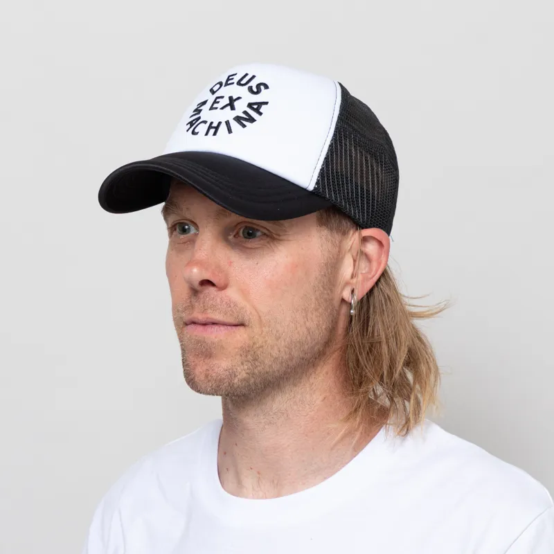Deus Ex Machina Circle Logo Trucker Black White