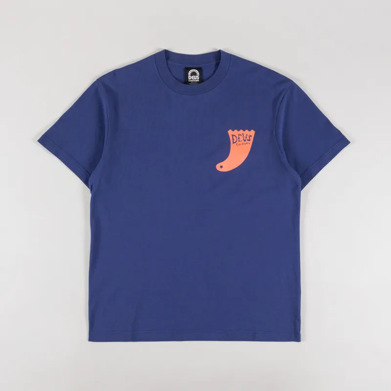 Deus Ex Machina Single Fin T Shirt Mechanic Blue