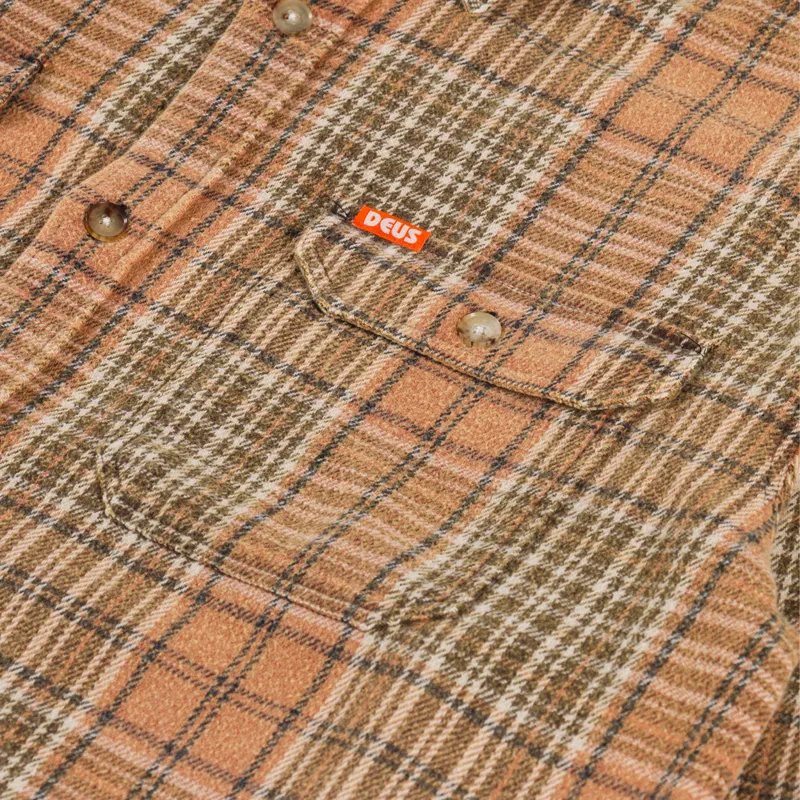 Deus Ex Machina Vacay Check Shirt Orange-5