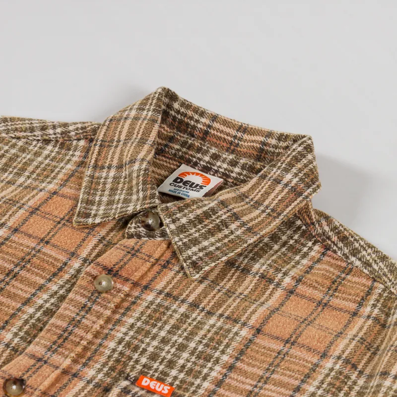 Deus Ex Machina Vacay Check Shirt Orange-4