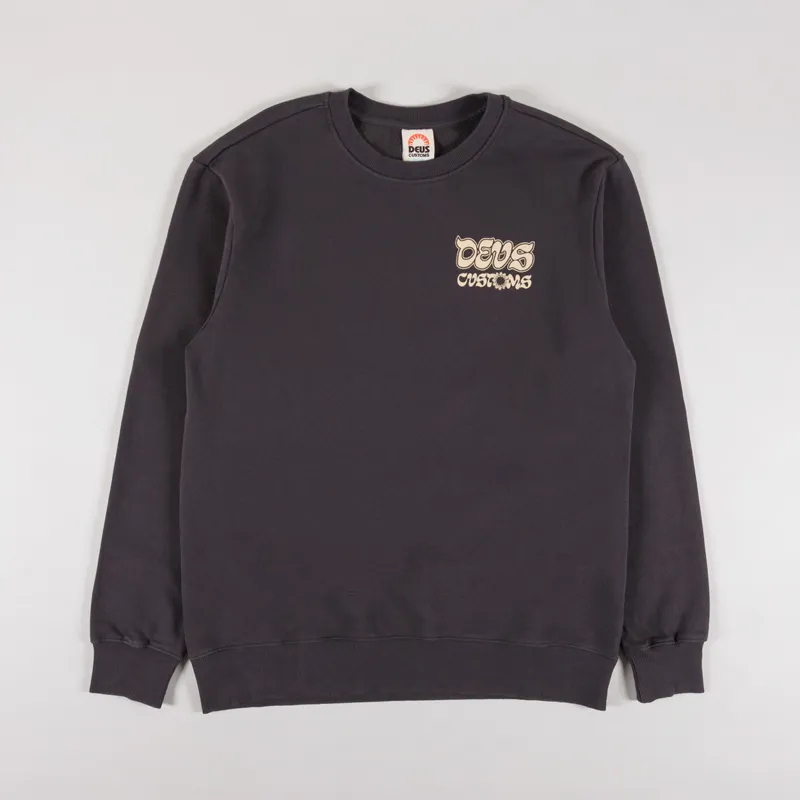 Deus Ex Machina Mens Rinse Wash Crewneck Sweatshirt Anthracite