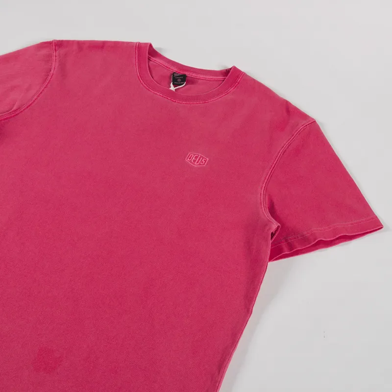 Deus Ex Machina Shield Garment Dyed T Shirt Lava Falls Red-1