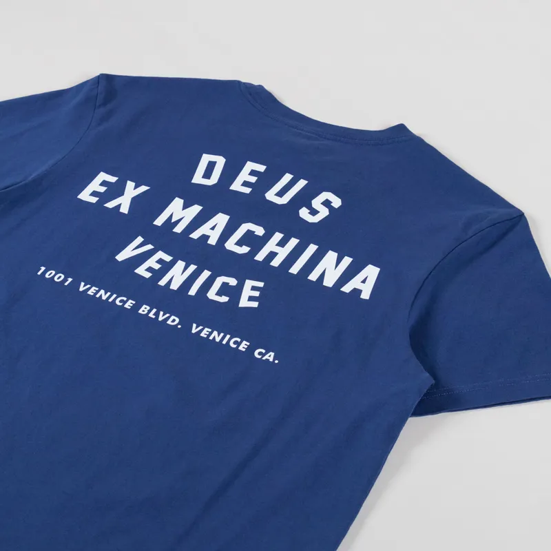 Deus Ex Machina Venice Skull T Shirt Mechanic Blue-4