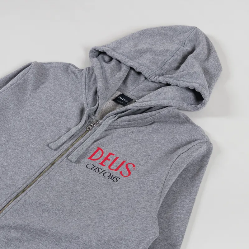 Deus Ex Machina Mens Chinchilla Full Zip Hoodie Grey Marle