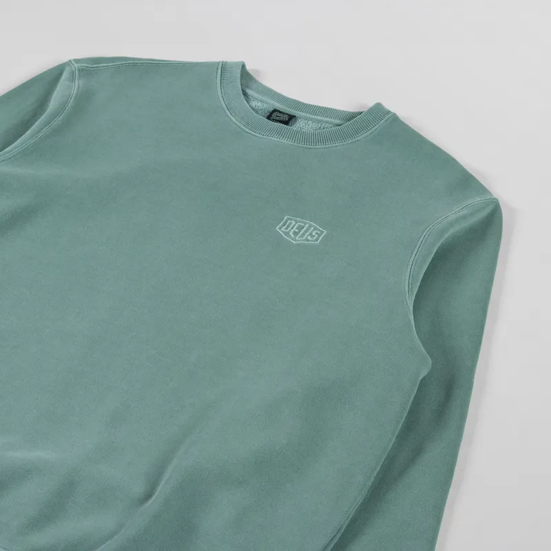 Deus Ex Machina Shield Garment Dyed Crew Shale Green-2