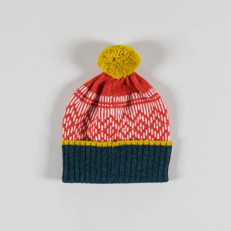 Scarlet Knitwear Womens Dundee Graphics Pom Pom Hat Orange-1