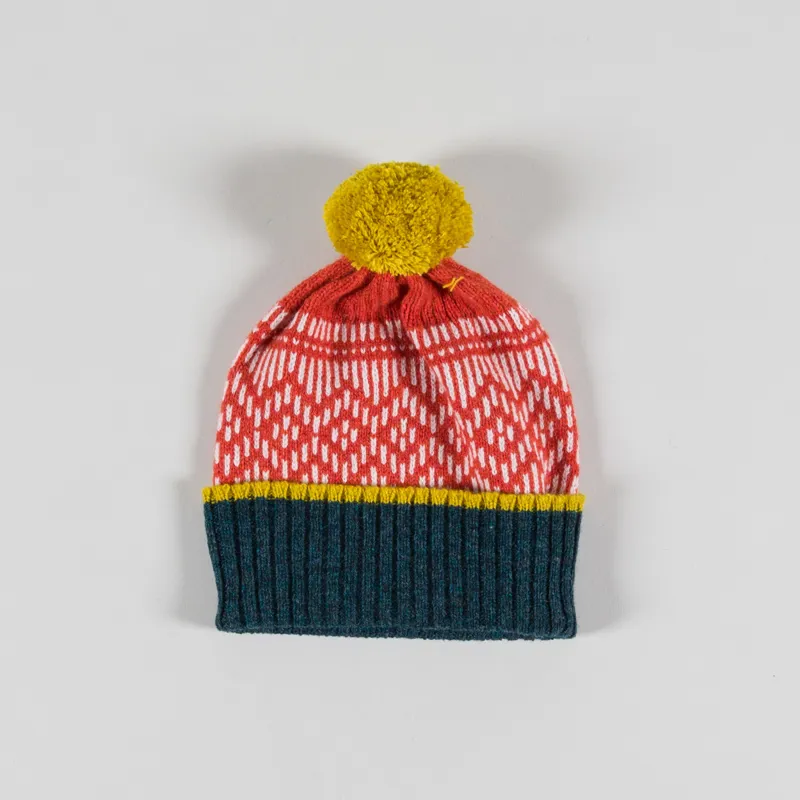 Scarlet Knitwear Womens Dundee Graphics Pom Pom Hat Orange