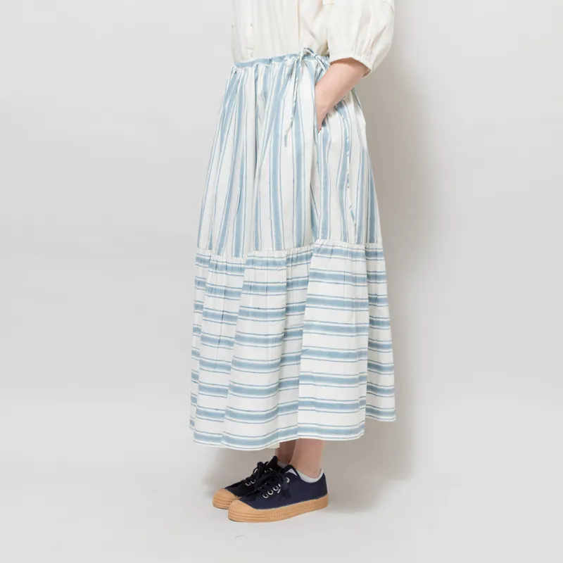 Daydress Womens Drawstring Skirt Blue Ticking-1