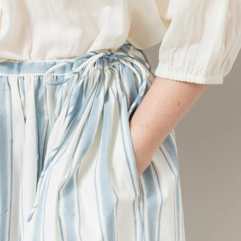 Daydress Womens Drawstring Skirt Blue Ticking-7
